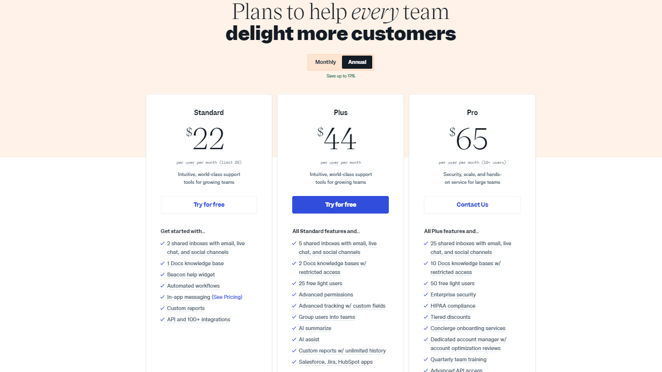Help Scout's Pricing Plans are Affordable and Let You Pay for the Features and Users Required for Your Team