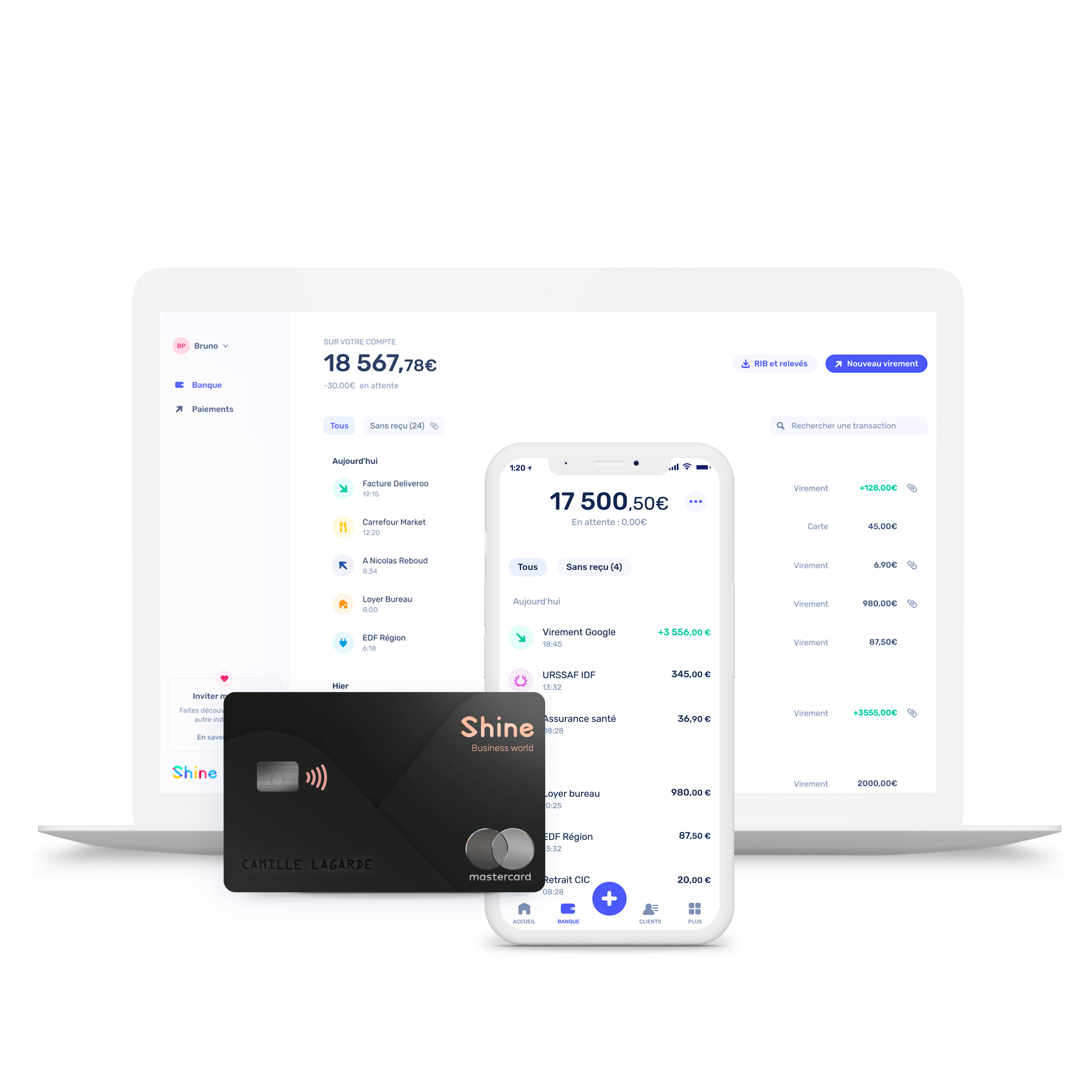 Nous avons créé Shine pour simplifier l’entrepreneuriat. Nous proposons aux indépendants le premier compte pro spécialement conçu pour eux. Bien plus qu’un simple compte en banque, Shine est un véritable copilote administratif. Pour le première fois, freelances et entrepreneurs peuvent profiter en même temps d'un compte pro 100% en ligne, d'un copilote administratif, pour les accompagner de la création de leur entreprise à la gestion quotidienne et d'assurances inédites, pour protéger leur matériel et leur activité.