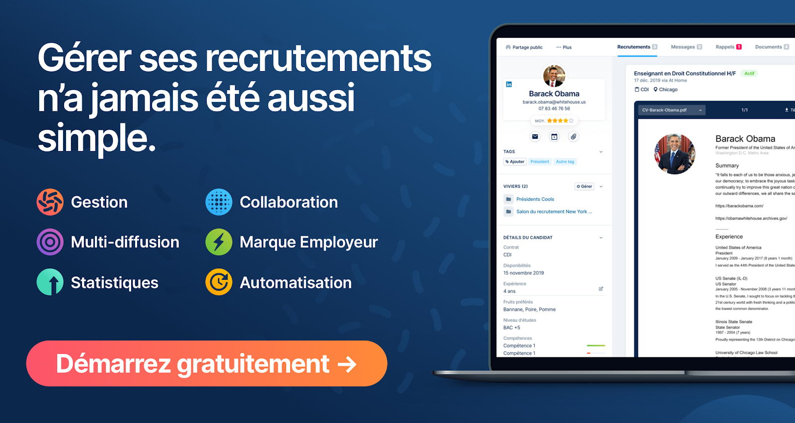 Taleez offers intuitive tools to modernize your recruitment process, from talent sourcing to application management. Modernize your recruitment process and reduce your costs, from talent sourcing to application management with Taleez. Bring a new impulse into your business: master your entire process and centralize all of your recruiting management! Manage the distribution of your job offers calmly. Send them to the best job sites with our smart mailing solution. Choose the most suitable job portals for each recruitment. Taleez takes care of everything!