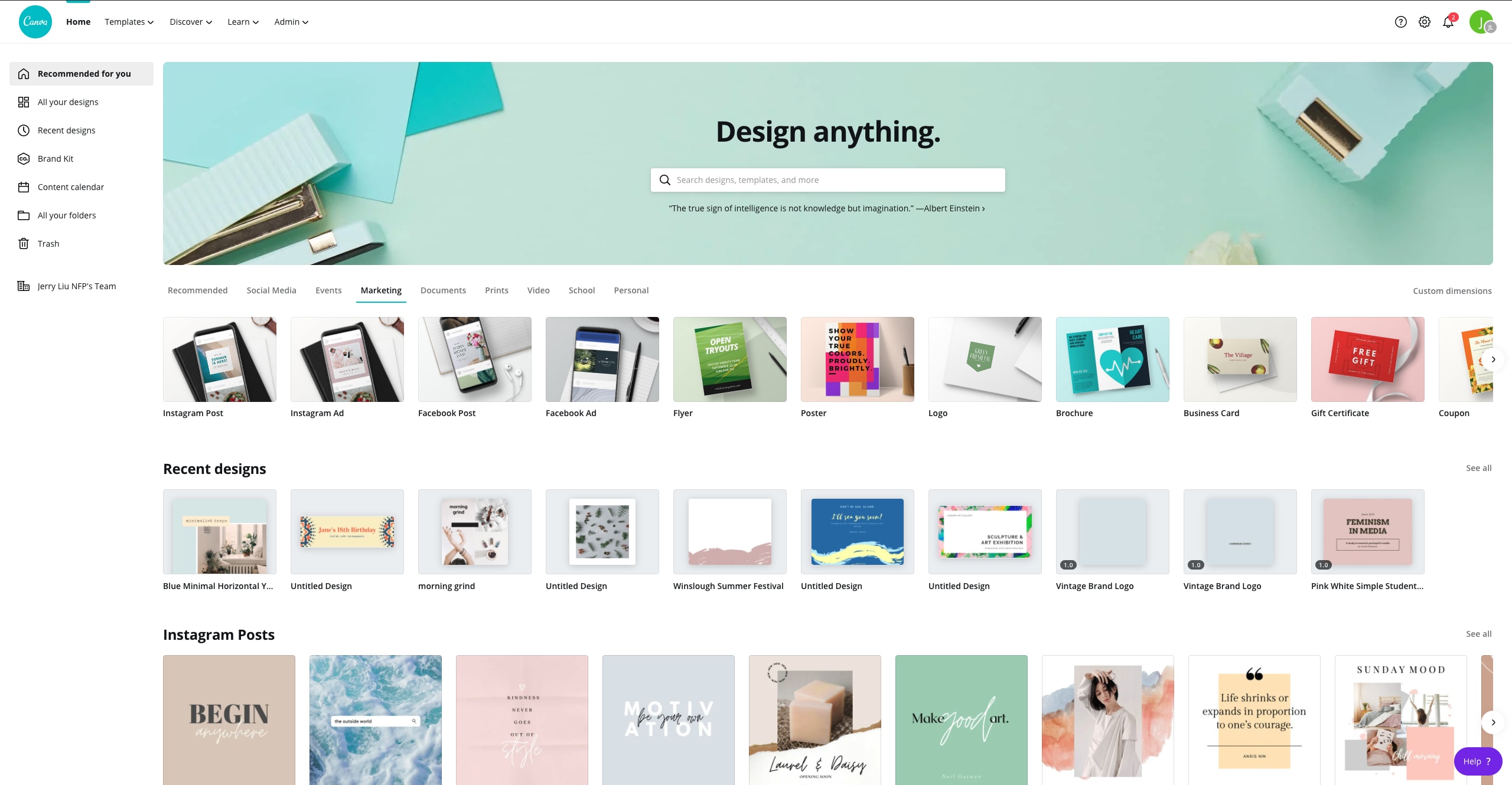 Canva your secret design weapon for social media, print materials and beyond! Featuring a simple drag-and-drop user interface and a vast library of templates, fonts, illustrations, and stock photography, anyone can take an idea and create something beautiful. Meet your secret design weapon for social media, print materials and beyond — Canva! Featuring a simple drag-and-drop user interface and a vast library of templates and design ingredients such as fonts, illustrations, stock photography, video, and audio content, and the power to include content from the web such as Giphy and Google Maps, anyone can take an idea and create something beautiful. Great whether you’re one person or a team of hundreds! No matter how large your team, you can boost your productivity and take Canva to the next level with time-saving features. Take the hassle out of cropping and resizing your design with Magic Resize, organize your photos into folders, and save your brand logo, colors, and fonts.