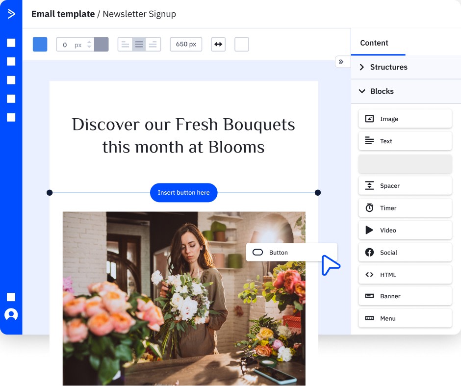 The drag-and-drop editor makes building emails seamless