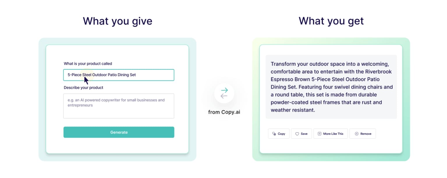Generate Detailed Descriptions of Products with Copy