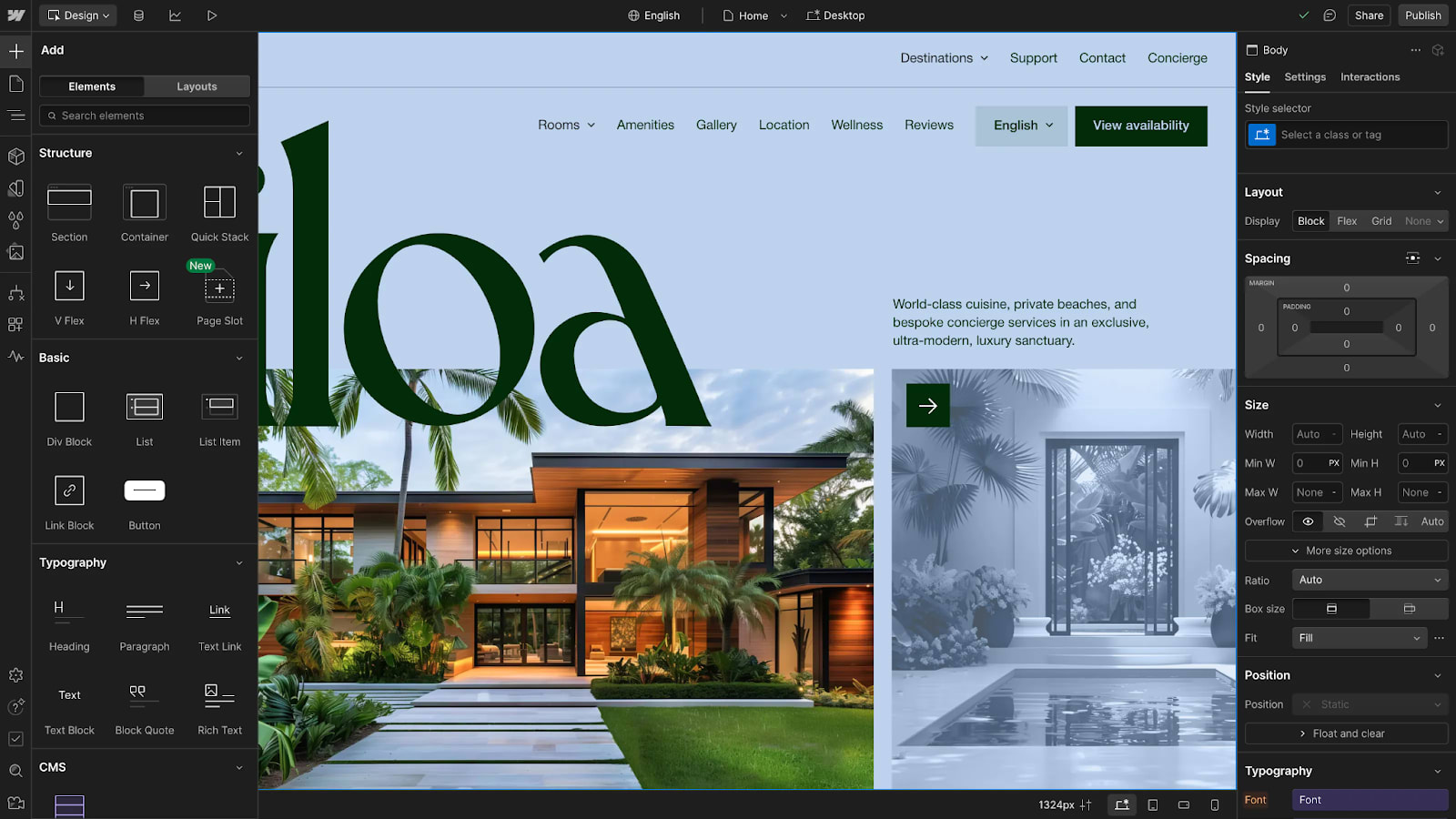 Webflow Designer Interface