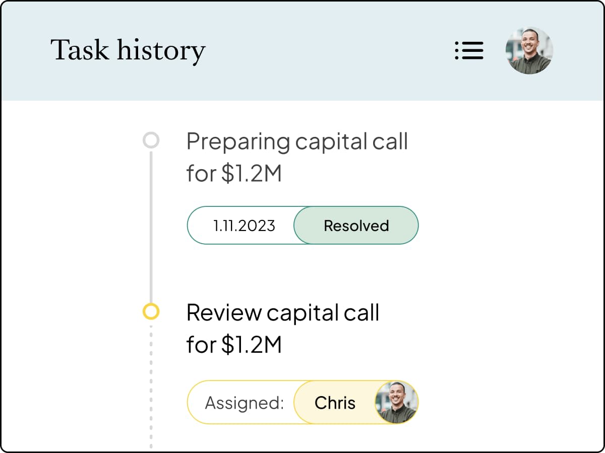 Carta's Task History Interface