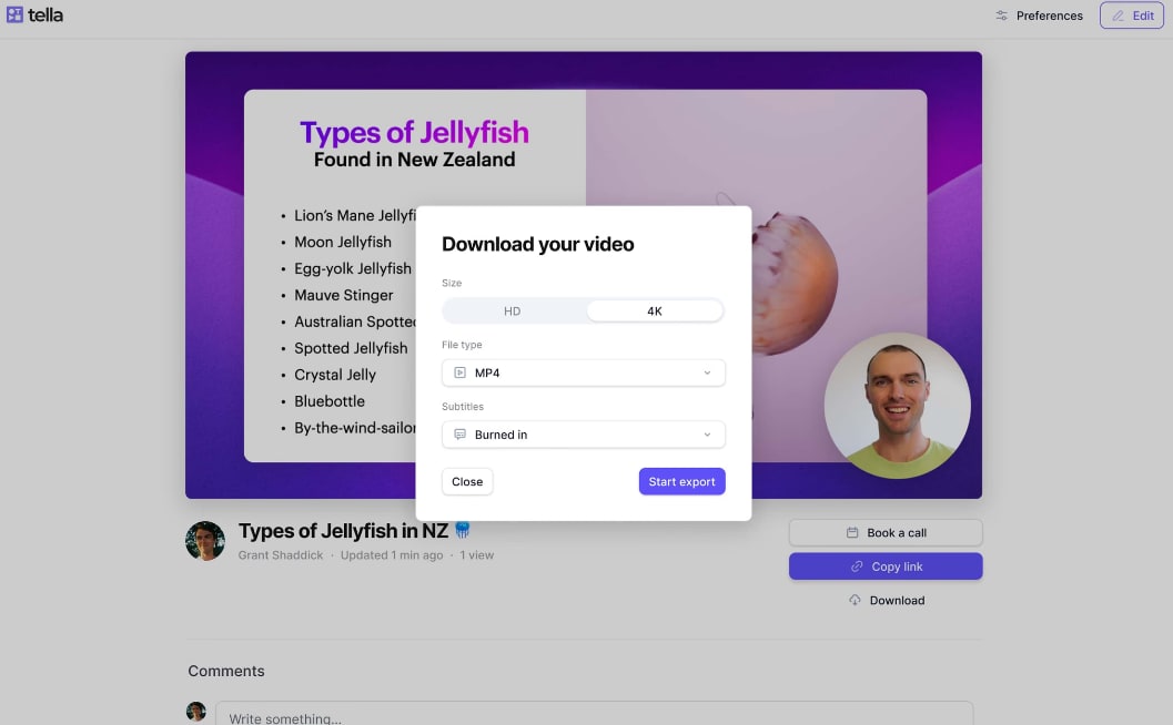 Share Videos From Tella in 4K