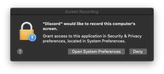 Mac OS screen recording dialog