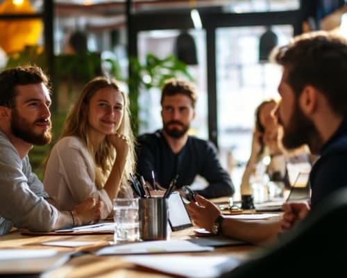 des employés en réunion dans une Jeune Entreprise Innovante