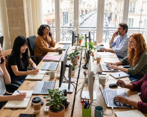 Plusieurs personnes travaillant dans un espace de coworking