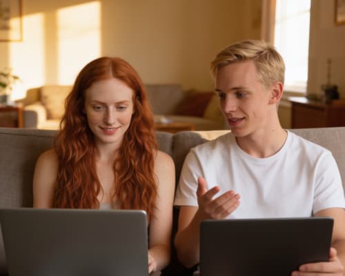 Couple devant une maison sous les rayons de soleil, sci familiale