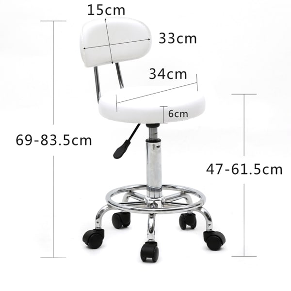 Round Shape Adjustable Salon Stool With Back And Line White view 5