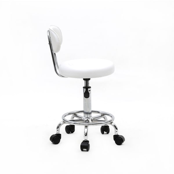 Round Shape Adjustable Salon Stool With Back And Line White view 10