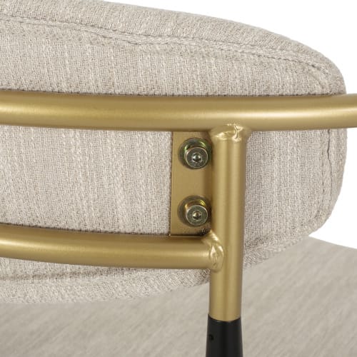 Barstools Set Of 2, Counter Height Upholstered Bar Stools With Back For Kitchen Island, Beige Faux PU Leather Seating Black Iron Legs 260LBS Weight Capacity view 3