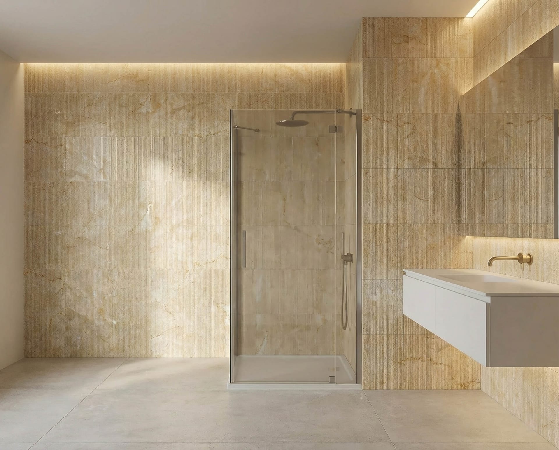 12X24 Inch Gold Yellow Beige Natural Marble, For Wall, FS Textured Finished, 3D Fluted Marble, Natural Stone view 3