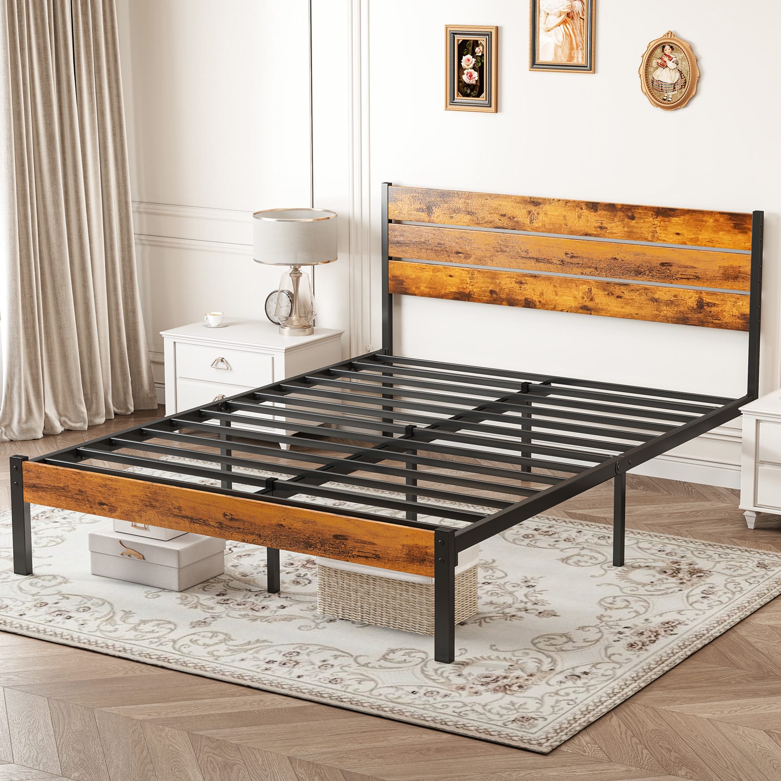 Metal Platform Bed Frame - Mattress Foundation With Headboard And Footboard view 3