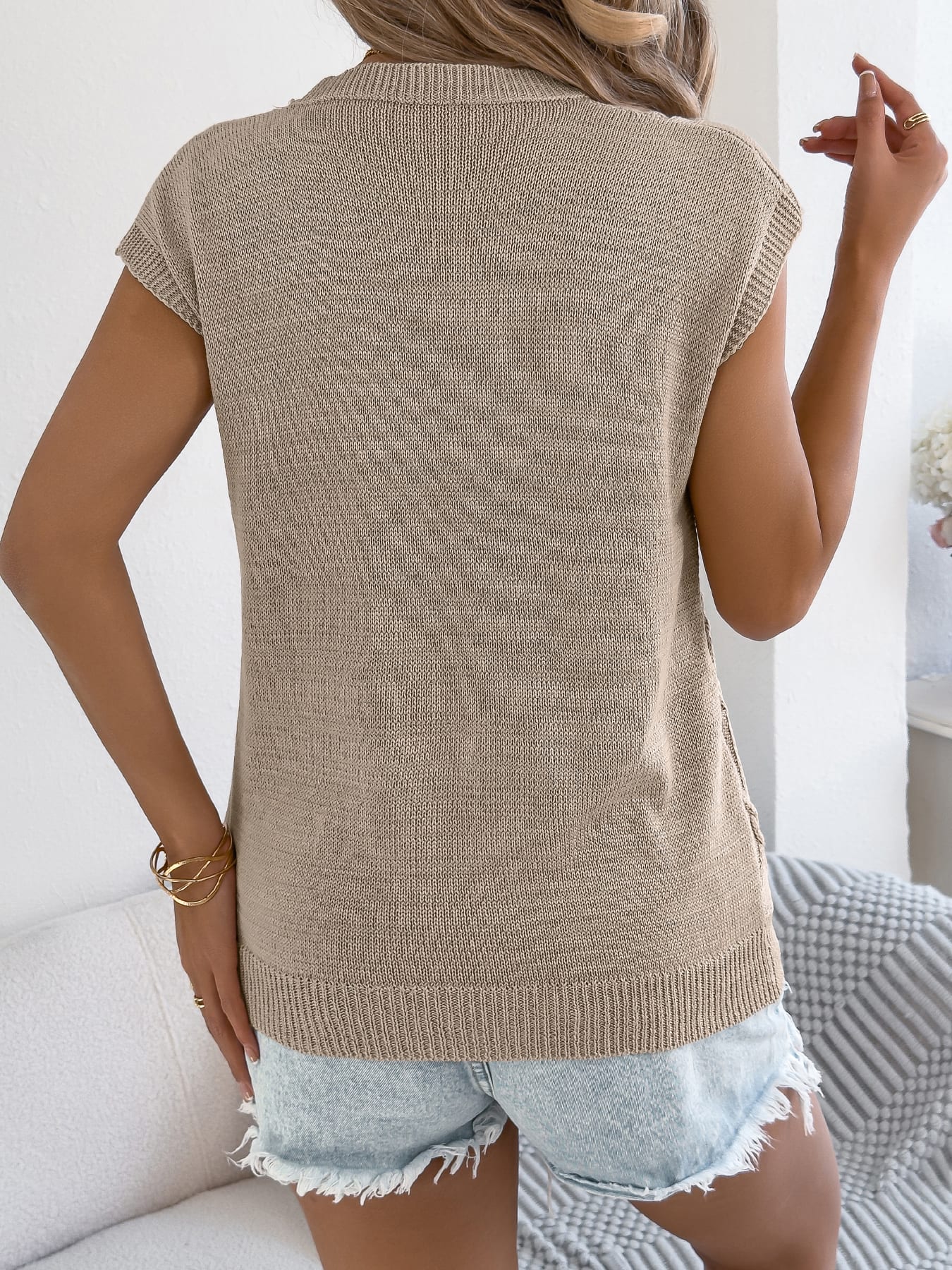 Women S Solid Color Cable Knit Batwing Sleeve Loose Knit Sweater Top view 12