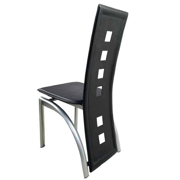 4pcs Long Backrest Square Hollow Decoration PU Leather Dining Chairs view 12