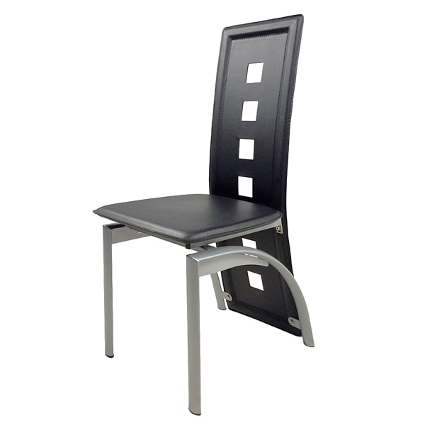 4pcs Long Backrest Square Hollow Decoration PU Leather Dining Chairs view 10