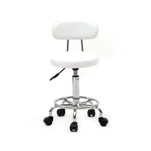 Round Shape Adjustable Salon Stool With Back And Line White view 6