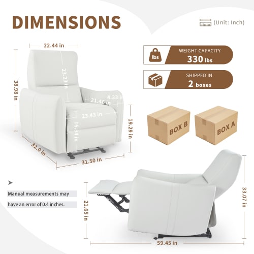 Wall Hugger Recliner,Power Recliner Chair,Electric Recliner For Living Room,PU Leather Reclining Armchair For Small Space,Reclining Sofa For Bedroom Apartment RV,with USB Port view 12