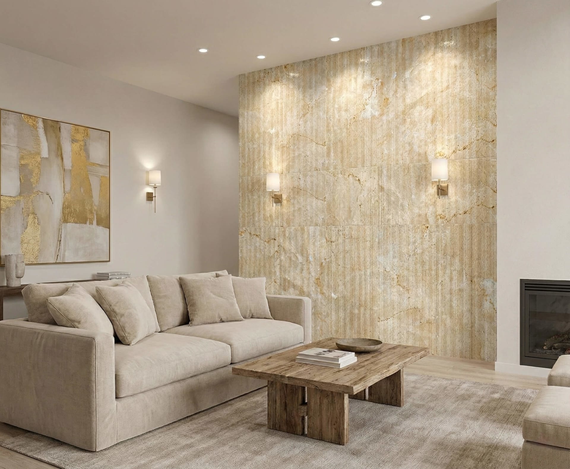 12X24 Inch Gold Yellow Beige Natural Marble, For Wall, FS Textured Finished, 3D Fluted Marble, Natural Stone view 13