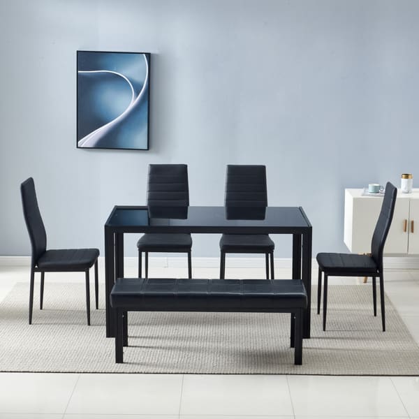 4pcs High Backrest PU Leather Dining Chairs view 5