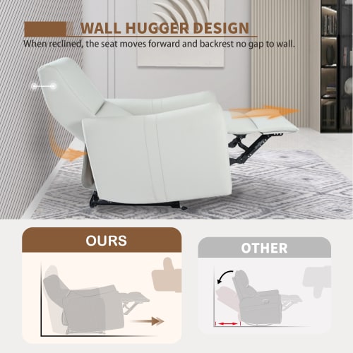 Wall Hugger Recliner,Power Recliner Chair,Electric Recliner For Living Room,PU Leather Reclining Armchair For Small Space,Reclining Sofa For Bedroom Apartment RV,with USB Port view 26