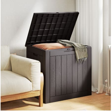Deck Box With 31 Gallon Capacity, Weatherproof Resin Lockable Outdoor Storage For Secure Package Deliveries And Indoor Storage In Garden Or Patio view 2