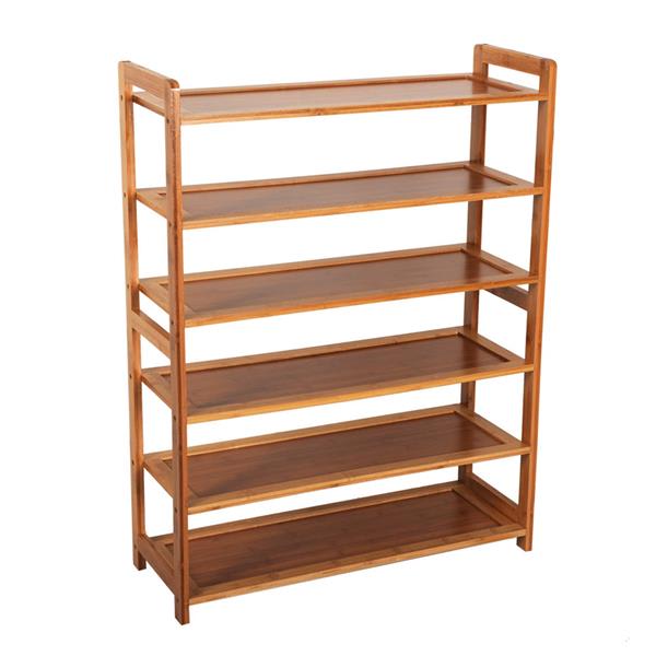 6-story Flat Shoe Rack In Natural Wood Color view 3