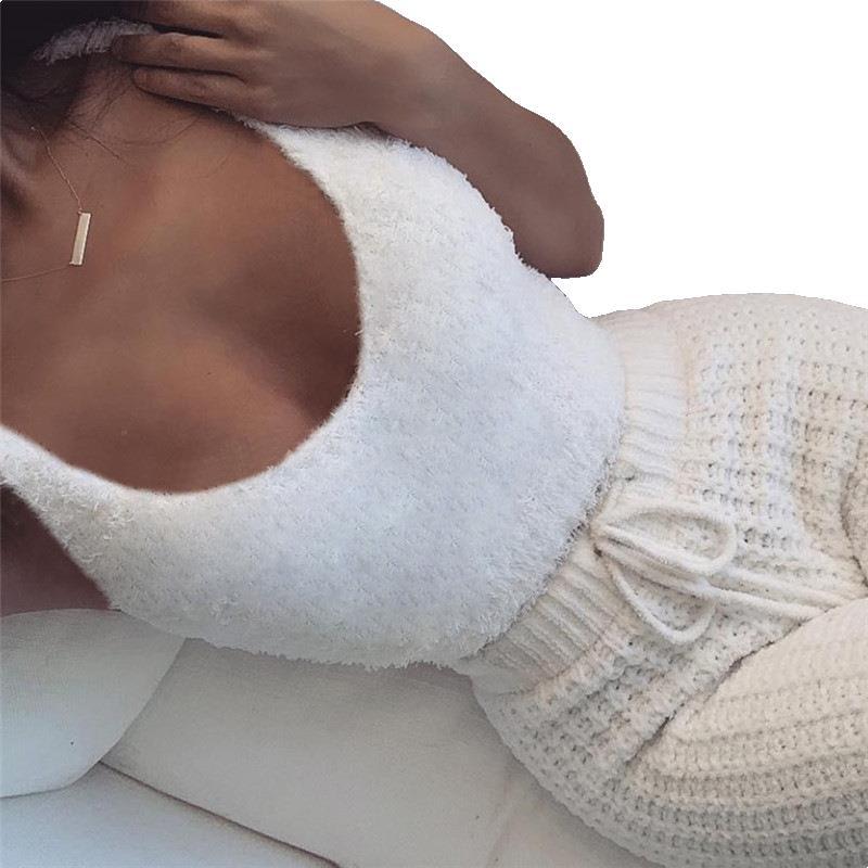 3pcs Womens Clothing Long Sleeve Crop Tank Top And Drawstring Shorts Pajama Set view 5