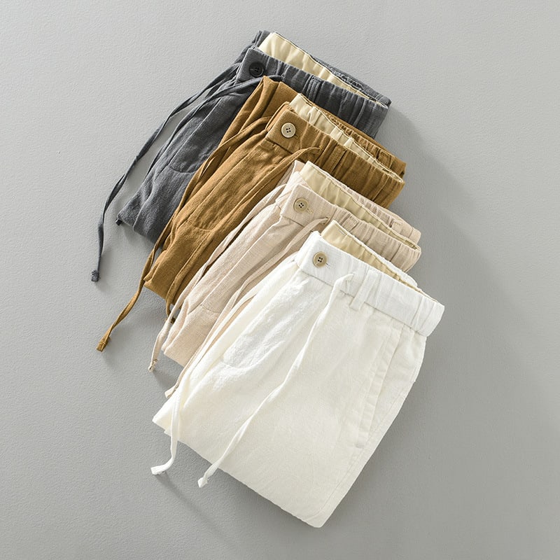Breathable Cotton Linen Straight Casual Pants view 3