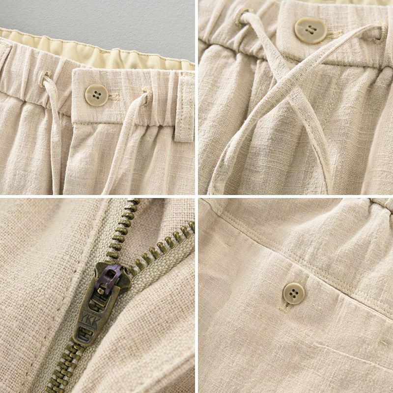 Breathable Cotton Linen Straight Casual Pants view 16