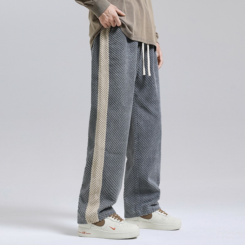 Men's Fashion Color Contrast Loose Casual Straight Pants view 15