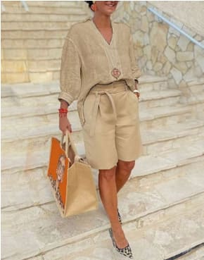 Cotton And Linen Women's Clothing Fashion Casual Set view 3