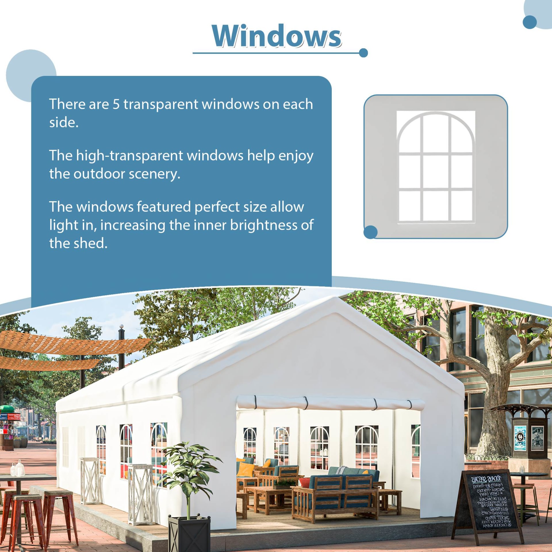 Party Tent Heavy Duty, Large Wedding Event Shelters With 2 Storage Bags & Removable Sidewalls, Outdoor Canopy Gazebo Commercial Tents For Parties Carport Camping Garden Patio view 9