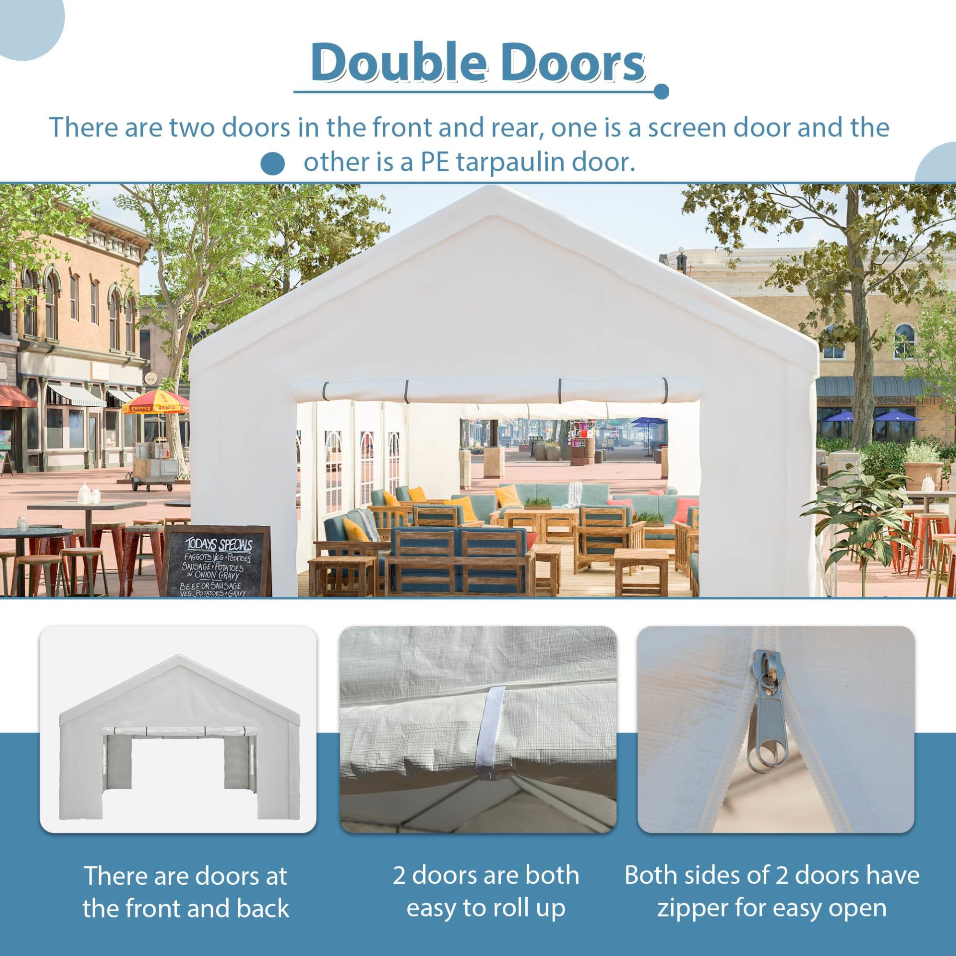 Party Tent Heavy Duty, Large Wedding Event Shelters With 2 Storage Bags & Removable Sidewalls, Outdoor Canopy Gazebo Commercial Tents For Parties Carport Camping Garden Patio view 38