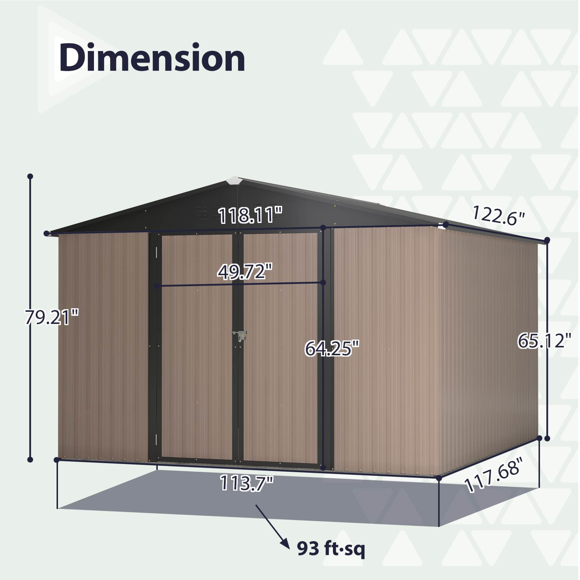10 X 10 Ft Metal Storage Shed For Ourdoor, Steel Yard Shed With Design Of Lockable Doors, Utility And Tool Storage For Garden, Backyard, Patio, Outside Use Brown view 13
