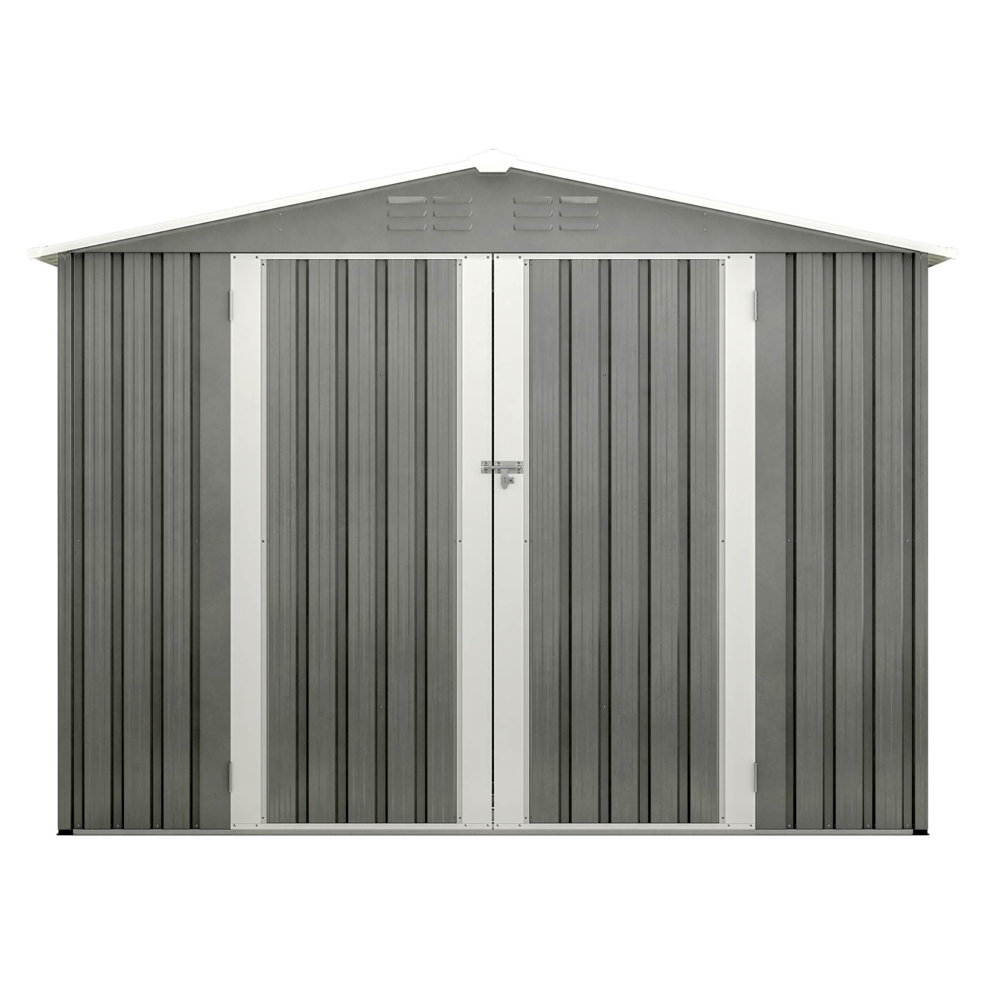 8 X 6 FT Outdoor Waterproof Garden Tool Storage Sheds With Metal Foundation With Floor Frame, Tool Shed With Lockable Hinged Doors & Air Vents, Storage House Waterproof For Backyard, Lawn, Gray view 3