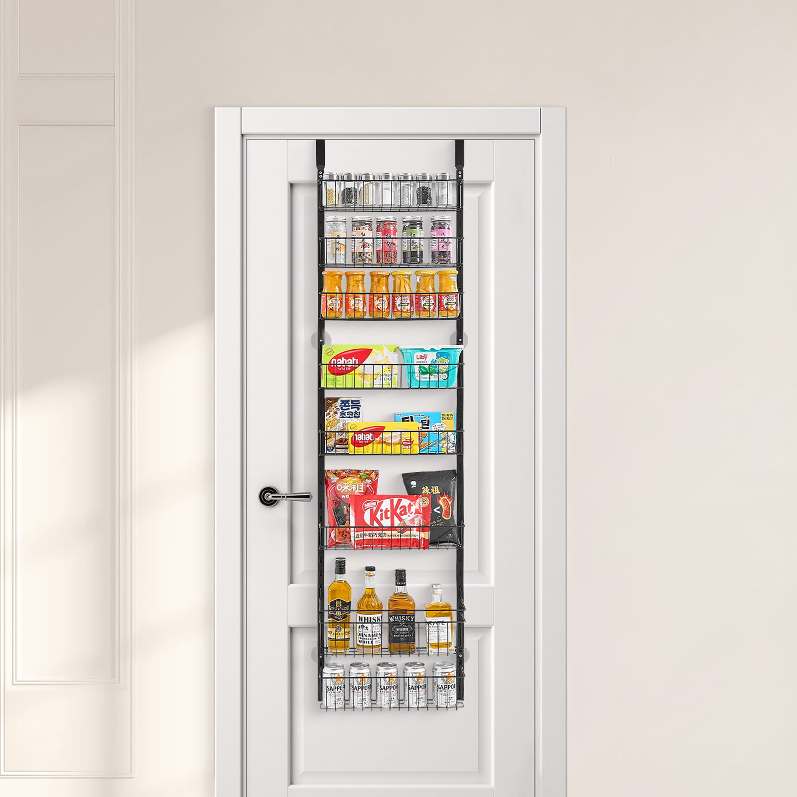 8-Tier Over The Door Pantry Organizer Hanging Storage Rack Adjustable Kitchen view 3