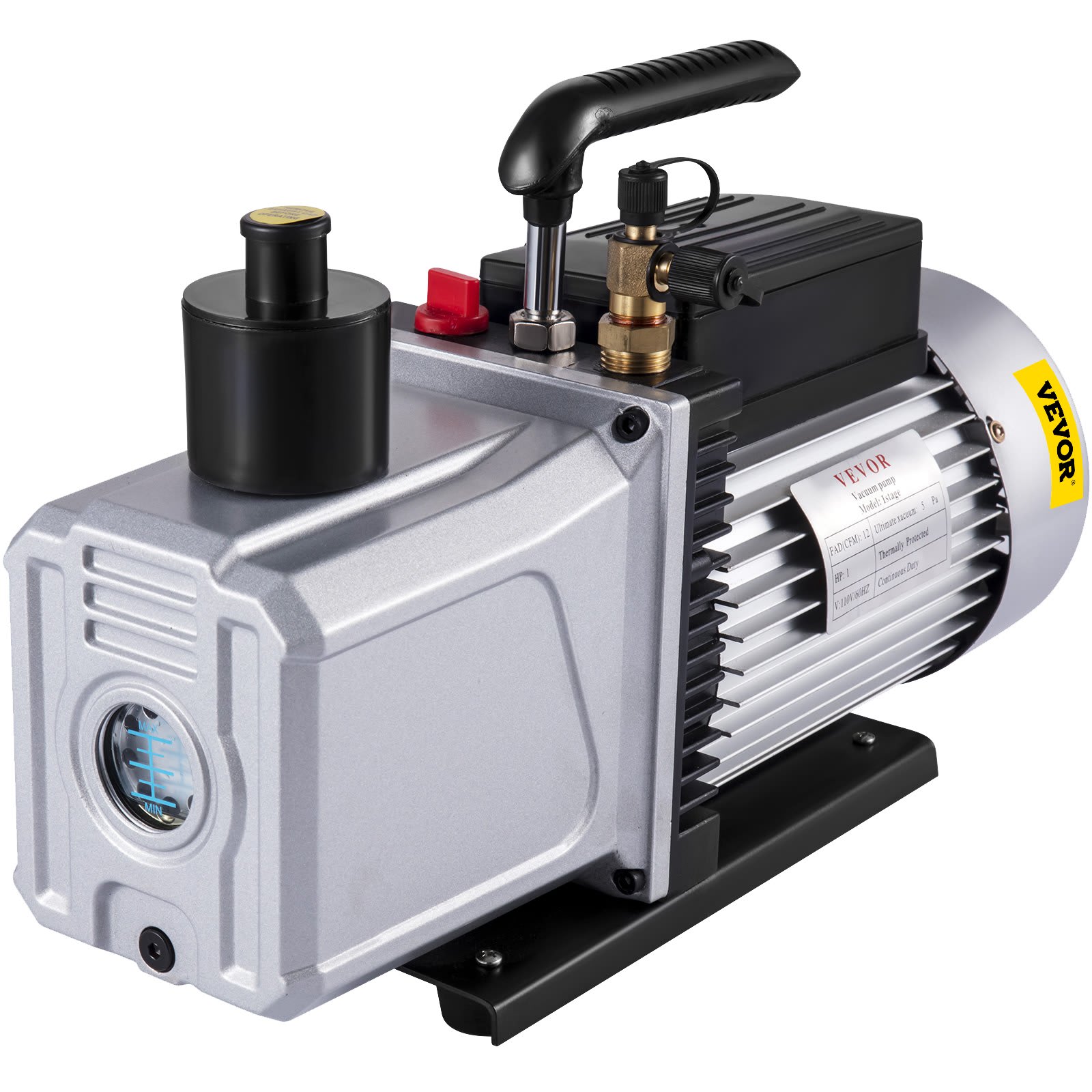 Vacuum-Pump 12CFM Single Stage Air Conditioning Vacuum,Pump 110V 5PA Ultimate Vacuum Refrigerant HVAC Air Tool Rotary Vane Vacuum-Pump For Automobile Vacuum Evacuation 1-Stage, 12CFM view 3