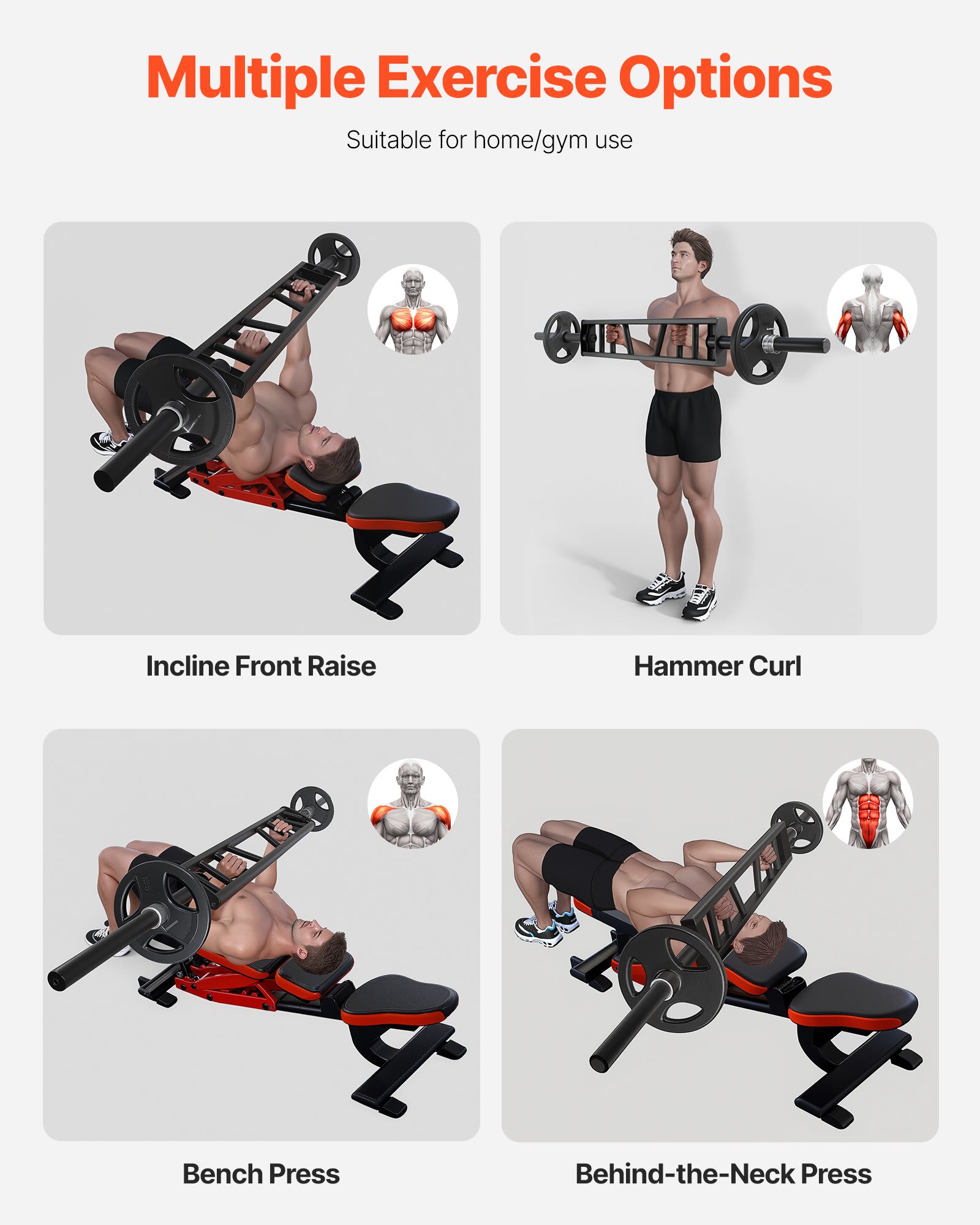 Multi-Grip Barbell, 2-inch 3 Positions Swiss Bar, 550 LBS Capacity Heavy Duty Swiss Barbell Training Equipment, With 2 Collars And Knurled Grips, For Home Gym, Support Pressing, Lifting Curls view 5