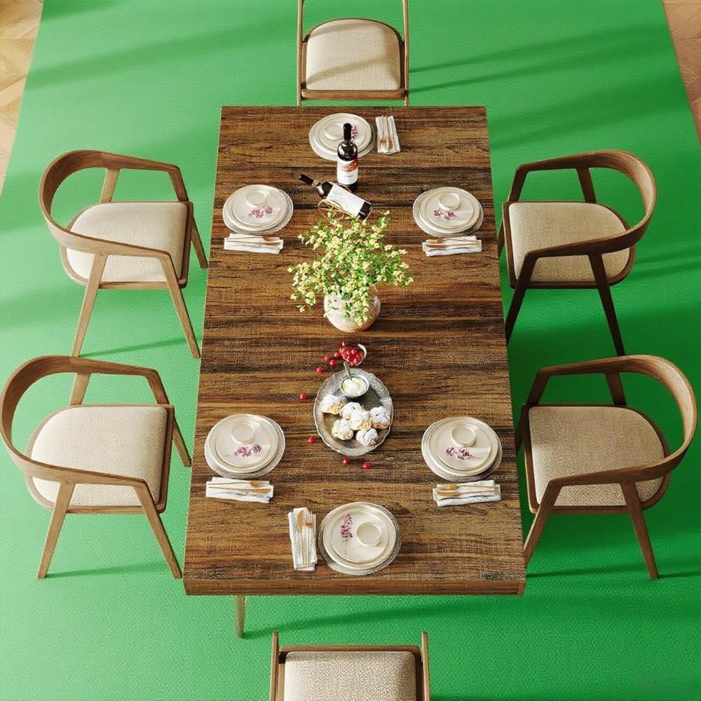 63'' Rectangular Wooden Dining Table Brown And Black For 4-6 view 3