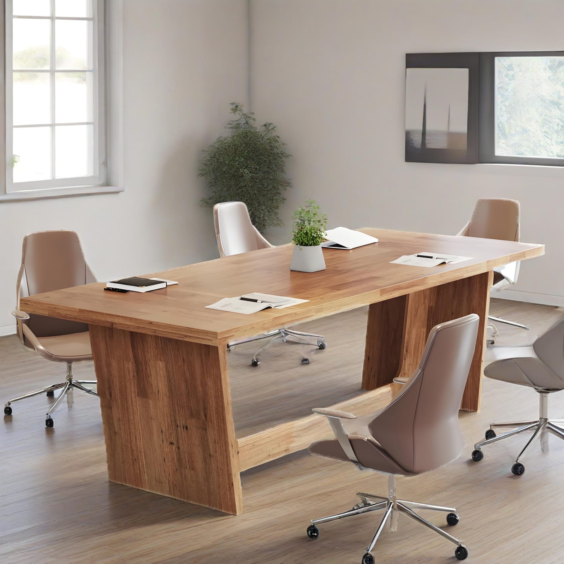 70.87-Inch Executive Computer Desk: Large Home Office Desk With Solid Wooden Pedestal, Industrial Wood Study Writing Table view 3