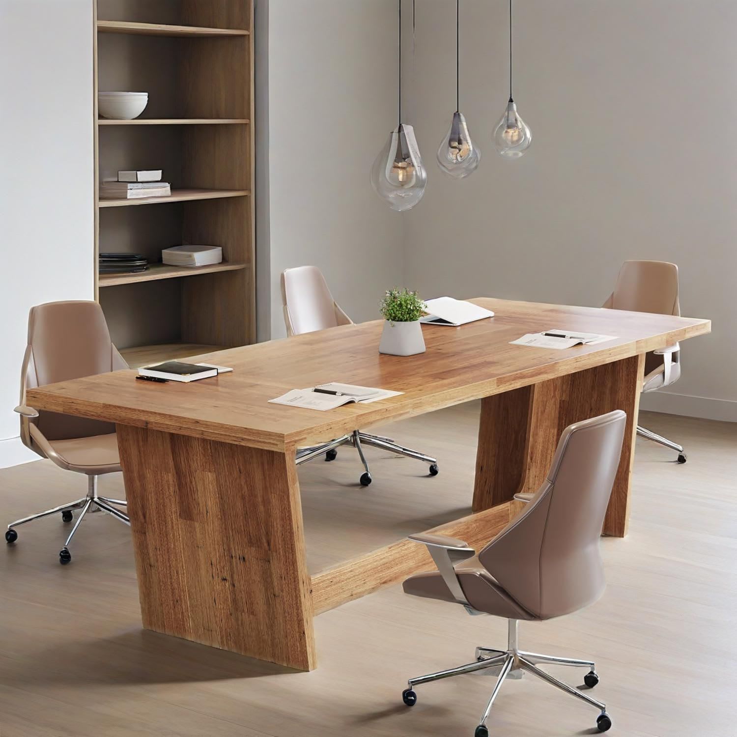 70.87-Inch Executive Computer Desk: Large Home Office Desk With Solid Wooden Pedestal, Industrial Wood Study Writing Table