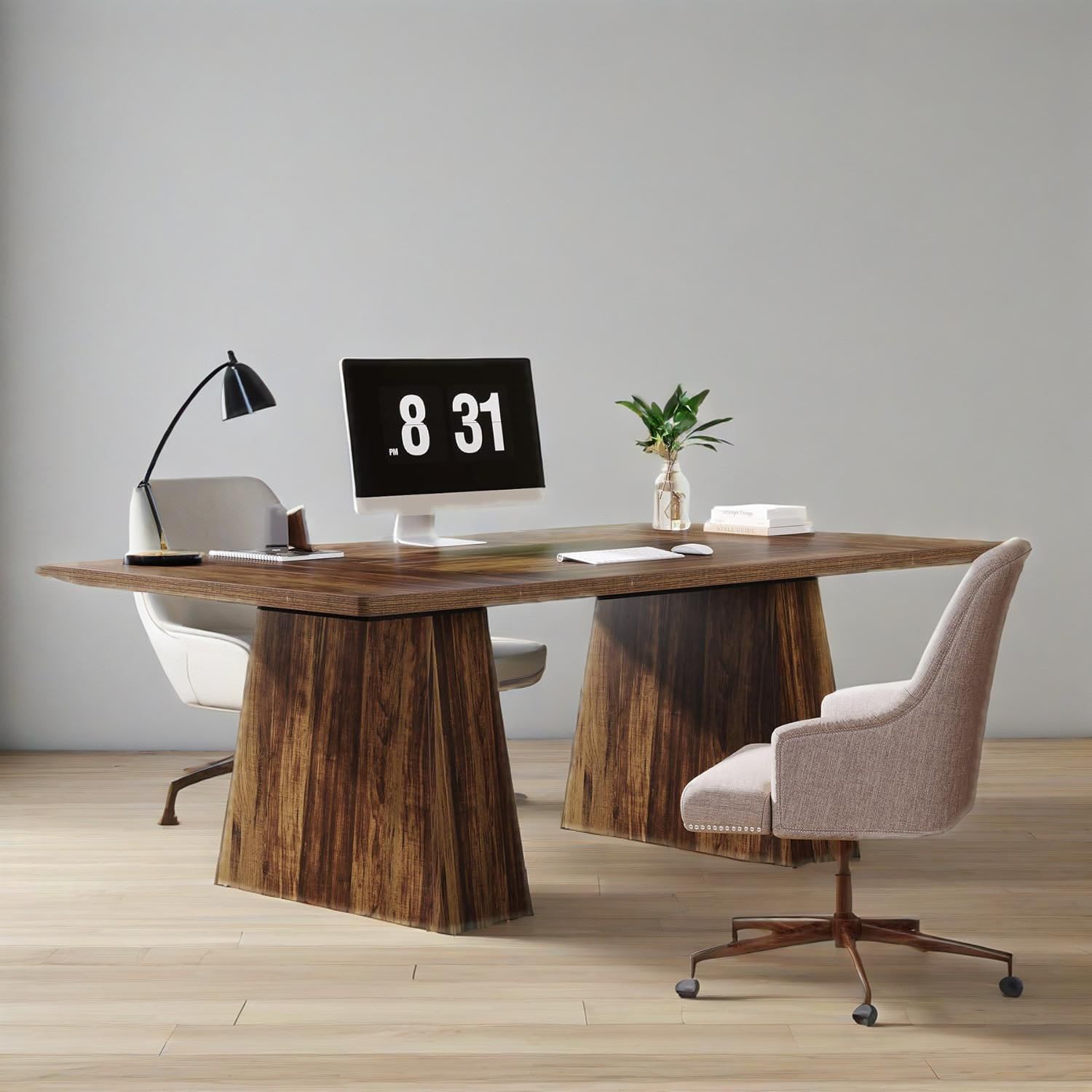63-Inch Executive Desk, Large Office Computer Desk With Double Pedestal, Modern Simple Workstations Writing Table Conference Table view 2