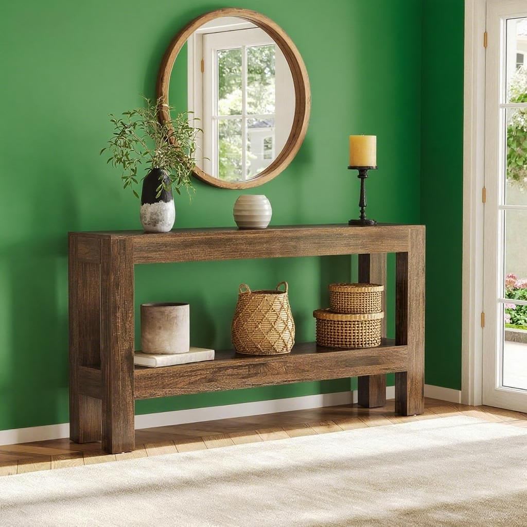 63-Inch Narrow Long Console Table For Living Room, Farmhouse Wood Entryway Table For Hallway, Sofa view 5