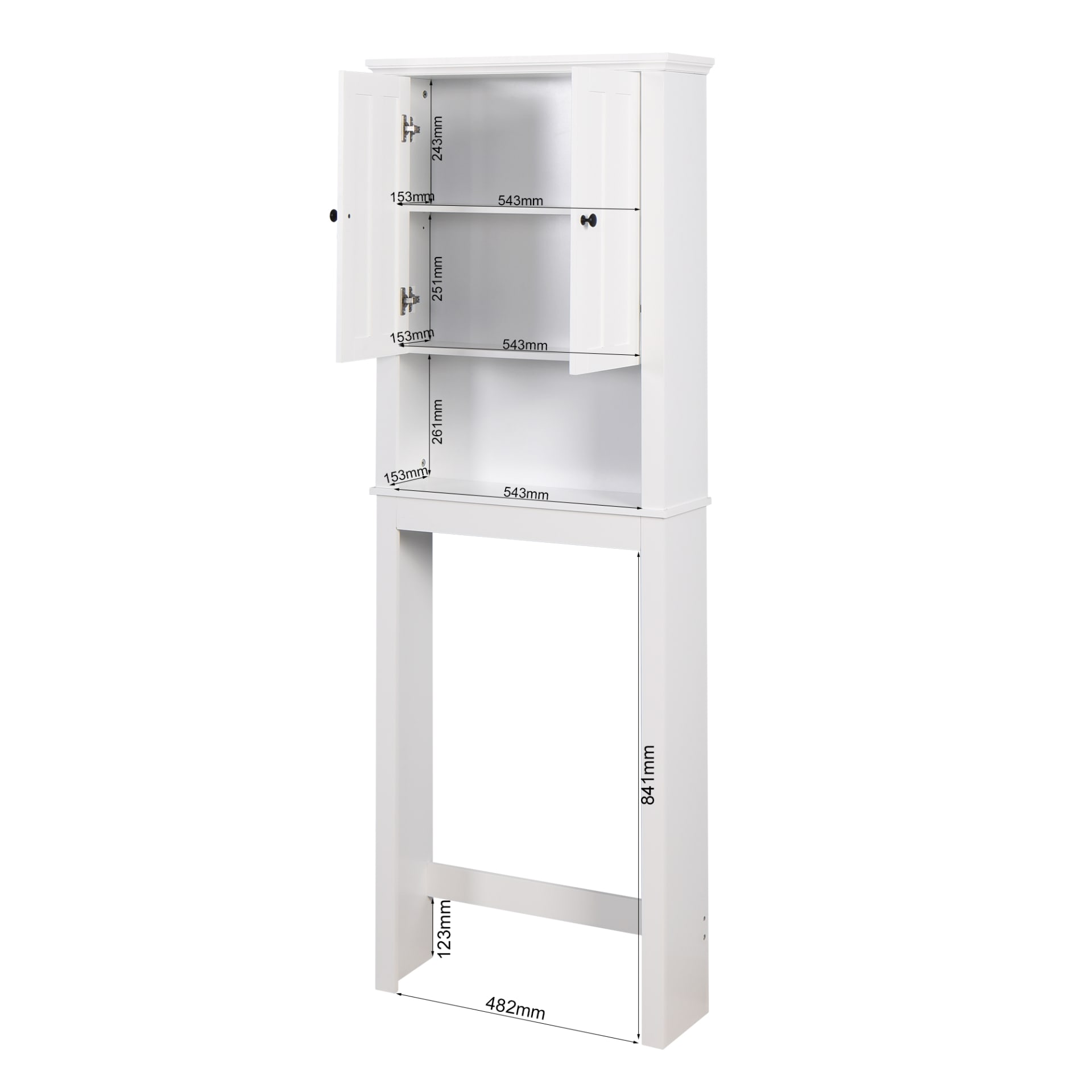Bathroom Wooden Storage Cabinet Over-The-Toilet Space Saver With A Adjustable Shelf 23.62x7.72x67.32 Inch view 3