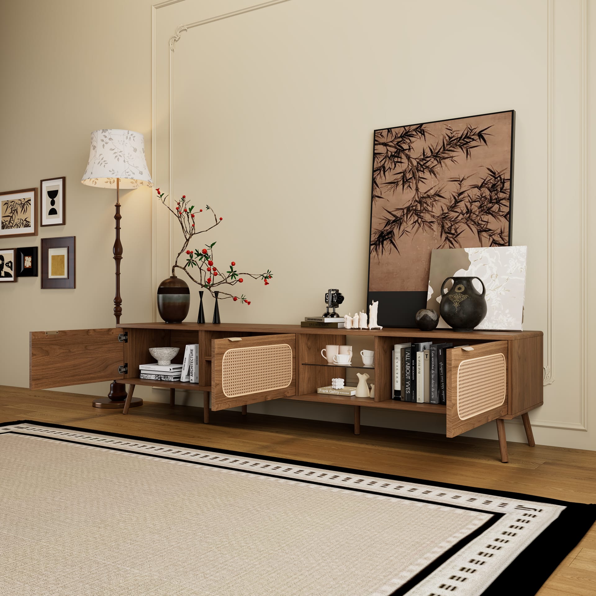 78 TV Stand For 75-80-85 Inch TV, Console With Ample Storage For Living Room, Bedroom, Entertainment Center With Open Shelf view 3