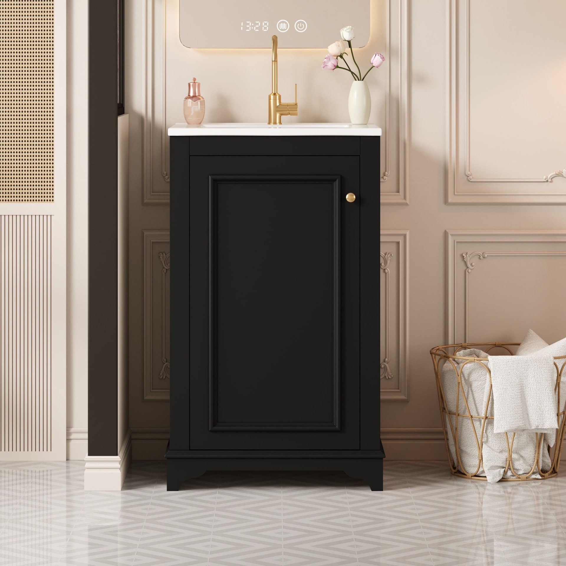 20-inch Bathroom Vanity With Ceramic Sink, Freestanding Single Vanity Set With Soft Closing Door, Adjustable Shelf, Modern Style, Black. view 4