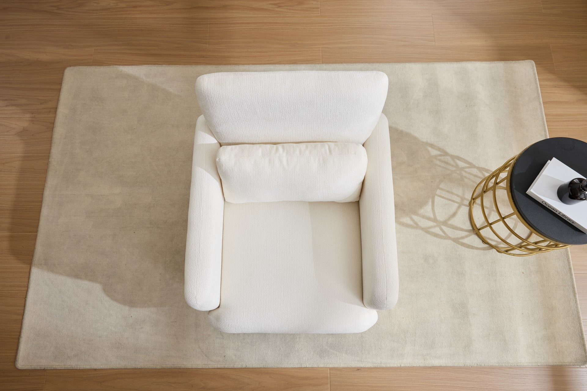 Modern Accent Chair, Contemporary Boucle Fabric Accent Armchair Comfy Upholstered Leisure Single Sofa Chair For Living Room Bedroom Apartment Office - White view 1