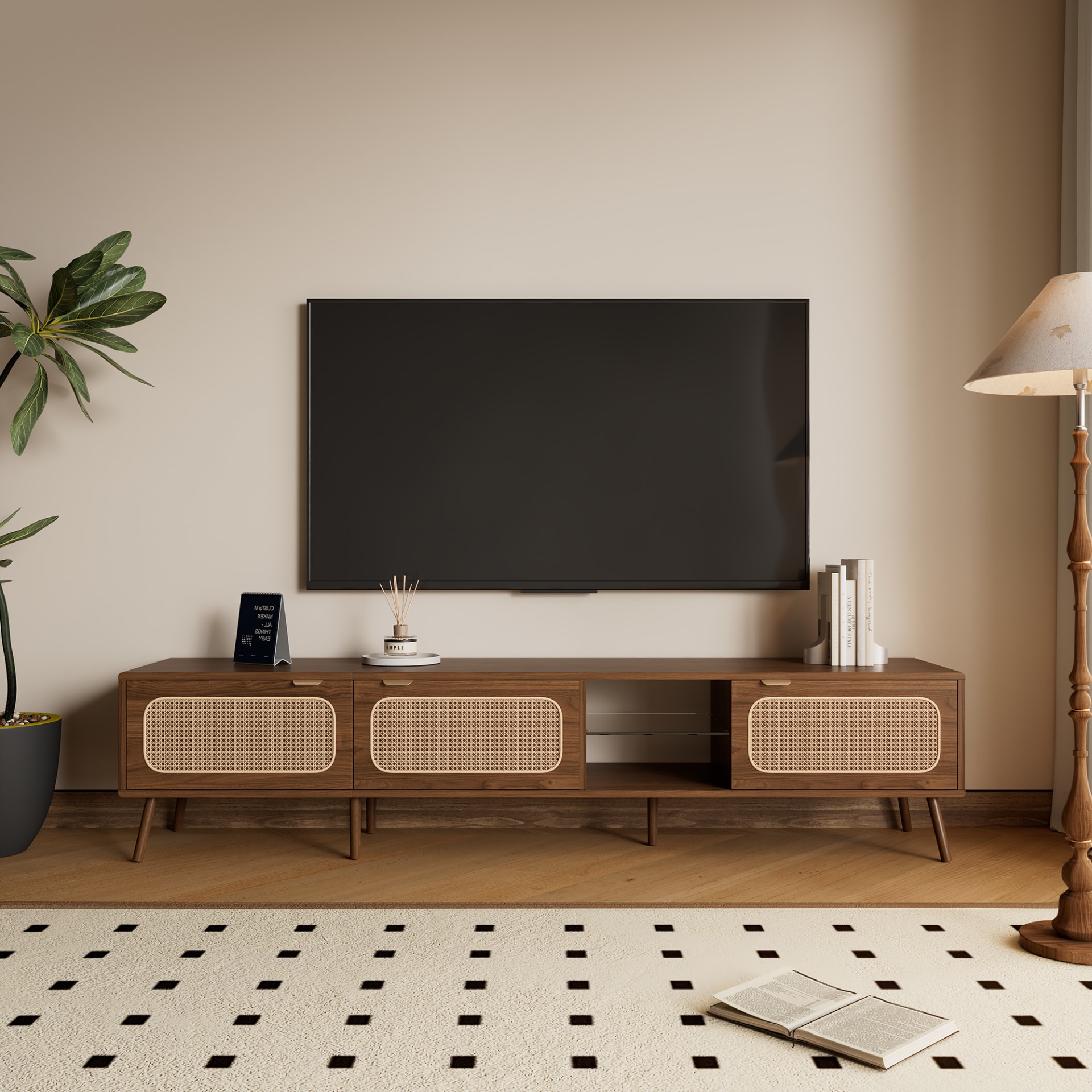 78 TV Stand For 75-80-85 Inch TV, Console With Ample Storage For Living Room, Bedroom, Entertainment Center With Open Shelf view 5
